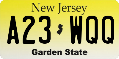 NJ license plate A23WQQ