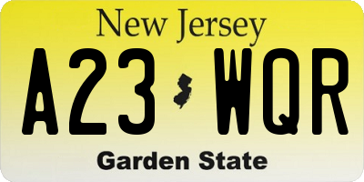 NJ license plate A23WQR