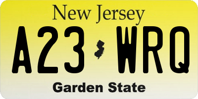 NJ license plate A23WRQ