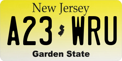 NJ license plate A23WRU