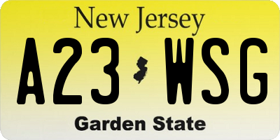 NJ license plate A23WSG