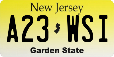 NJ license plate A23WSI