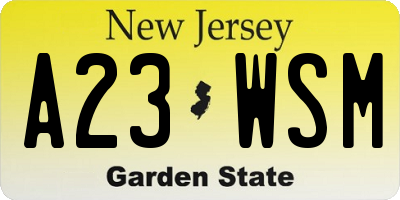 NJ license plate A23WSM