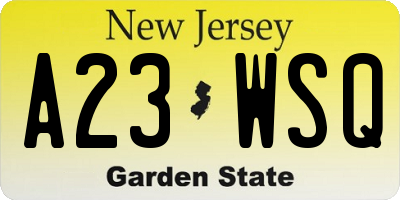NJ license plate A23WSQ