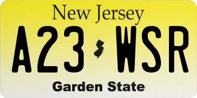 NJ license plate A23WSR