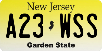 NJ license plate A23WSS