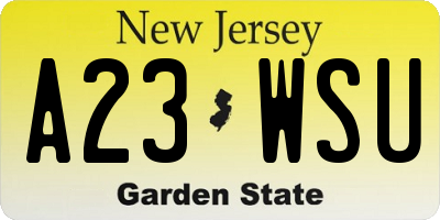 NJ license plate A23WSU