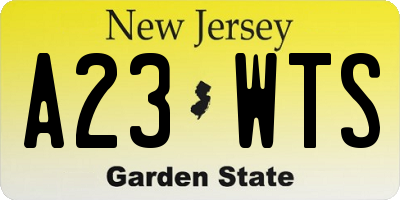 NJ license plate A23WTS