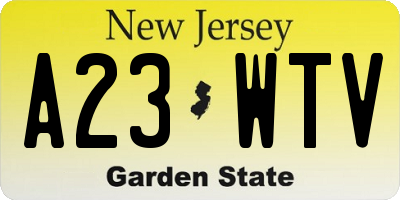 NJ license plate A23WTV