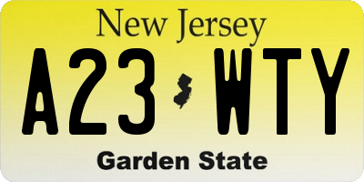 NJ license plate A23WTY
