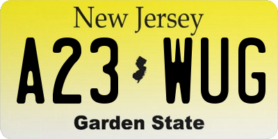 NJ license plate A23WUG