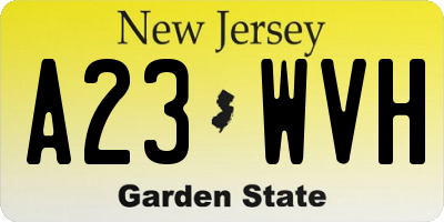 NJ license plate A23WVH