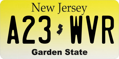 NJ license plate A23WVR