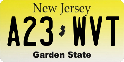 NJ license plate A23WVT