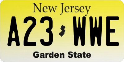 NJ license plate A23WWE
