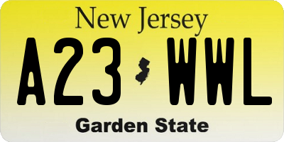 NJ license plate A23WWL