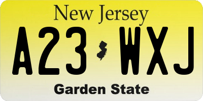 NJ license plate A23WXJ