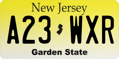NJ license plate A23WXR