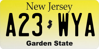 NJ license plate A23WYA