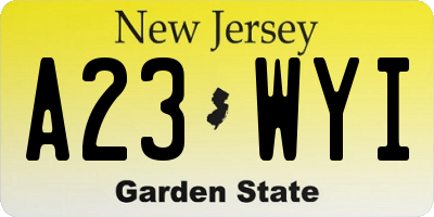 NJ license plate A23WYI