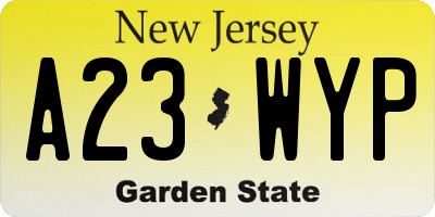 NJ license plate A23WYP