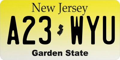 NJ license plate A23WYU