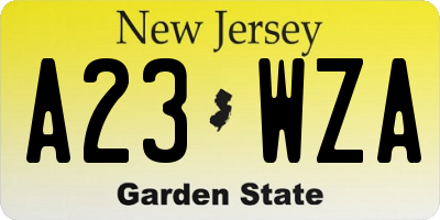 NJ license plate A23WZA
