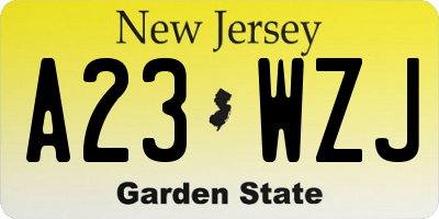 NJ license plate A23WZJ