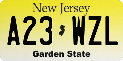 NJ license plate A23WZL