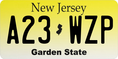 NJ license plate A23WZP