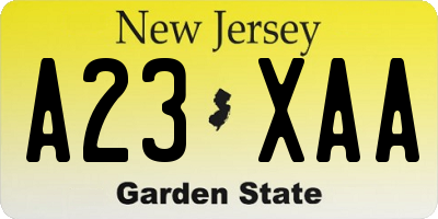 NJ license plate A23XAA