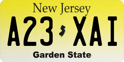 NJ license plate A23XAI