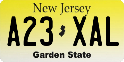 NJ license plate A23XAL