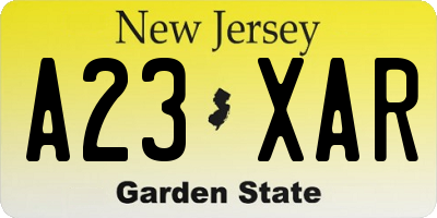 NJ license plate A23XAR