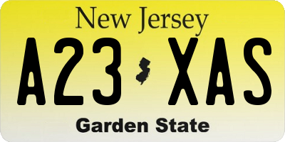 NJ license plate A23XAS