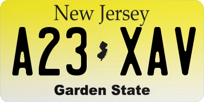 NJ license plate A23XAV