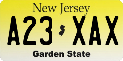 NJ license plate A23XAX