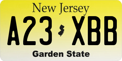 NJ license plate A23XBB