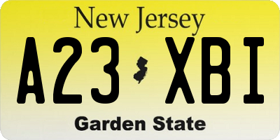 NJ license plate A23XBI