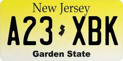 NJ license plate A23XBK