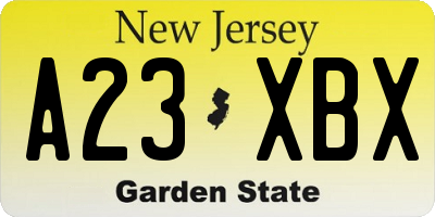 NJ license plate A23XBX