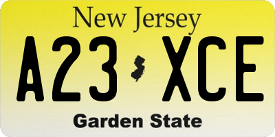 NJ license plate A23XCE