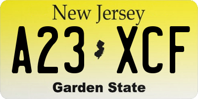 NJ license plate A23XCF
