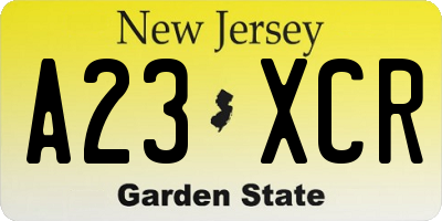 NJ license plate A23XCR