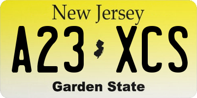 NJ license plate A23XCS