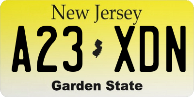 NJ license plate A23XDN