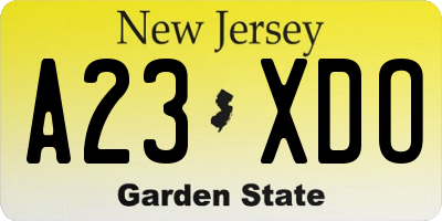 NJ license plate A23XDO