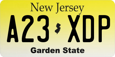 NJ license plate A23XDP