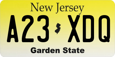 NJ license plate A23XDQ