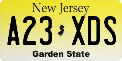 NJ license plate A23XDS